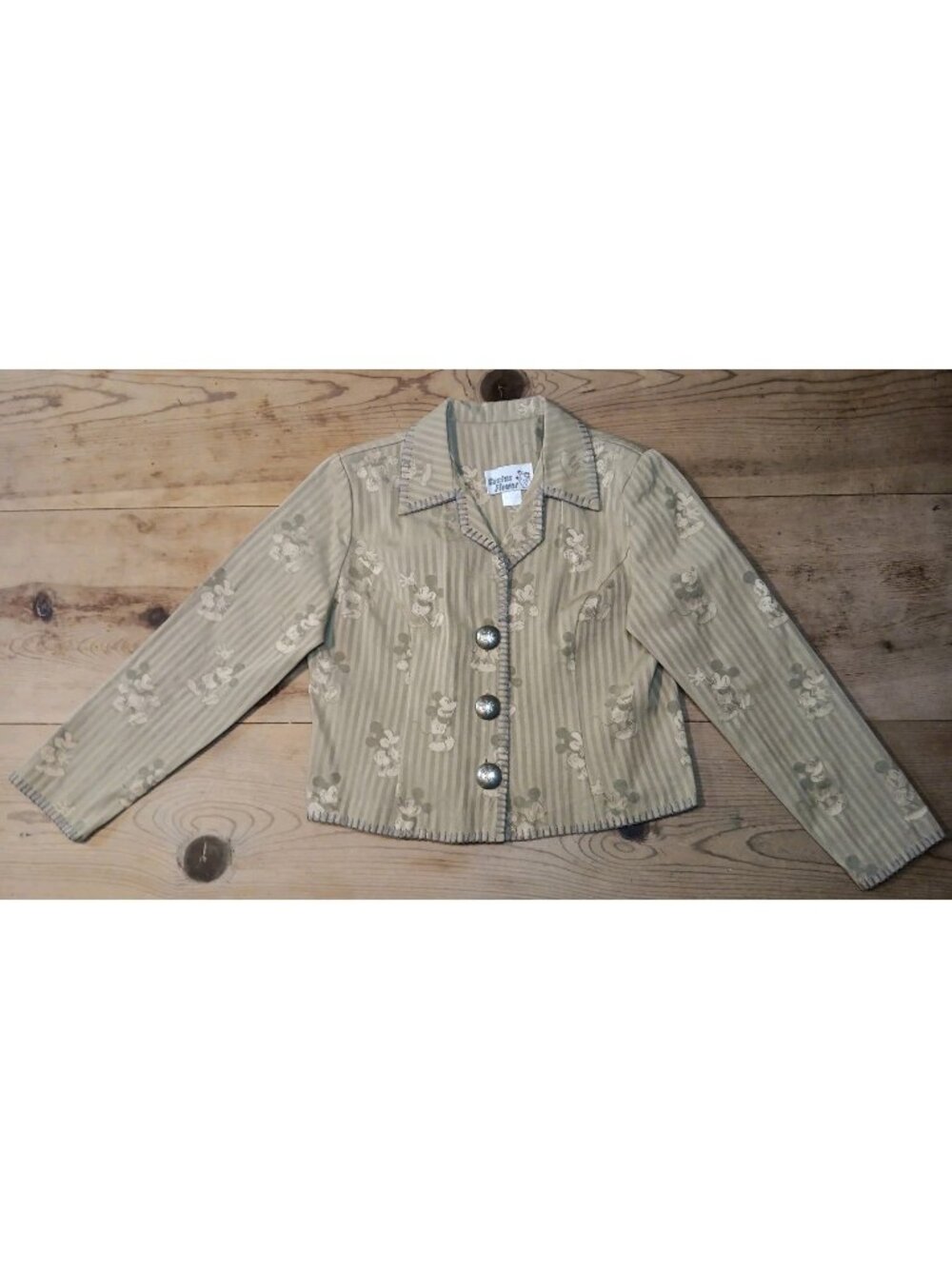 Vtg Cactus Flower Mickey Mouse Tapestry Blazer Jacket Womens M Cotton Button Up